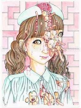 Shintaro Kago Funny Girl 98 original painting