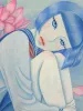 Chika Yamada Mini Original Painting Lotus - close up detail